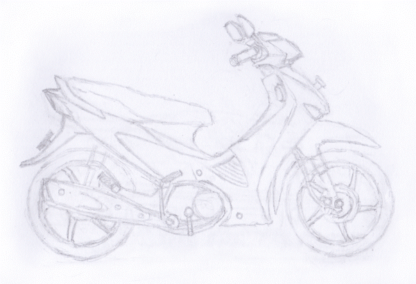 Gambar Sketsa Alat Transportasi Sepeda Motor